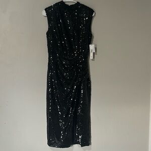 CLOVER AND SLOANE New w/tags black sequin midi dress